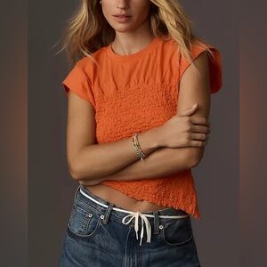 Maeve x Anthropologie Smocked Muscle Top in Orange